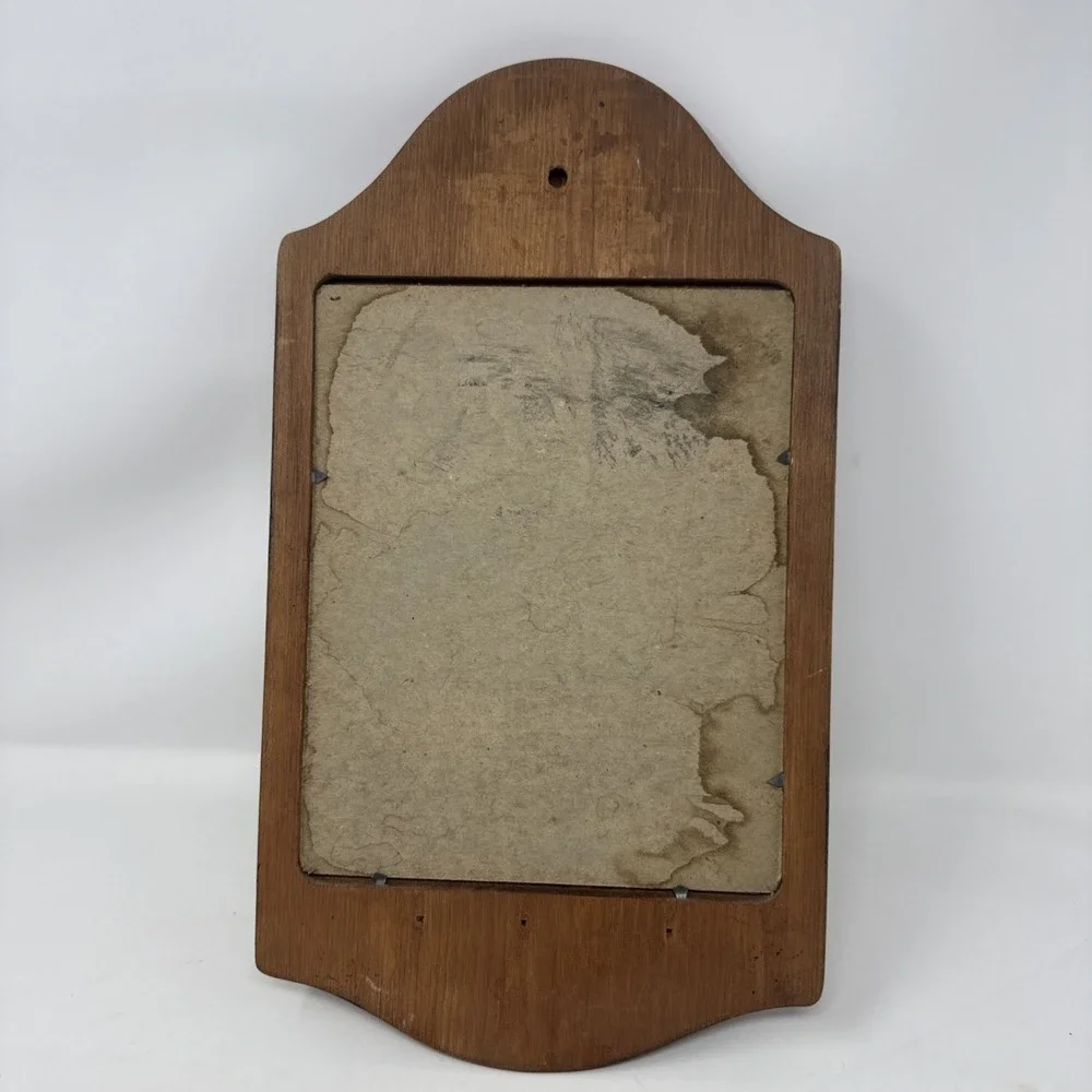 VTG Wooden Wall Mirror Hanging Shelf Floral Etched Cottage Farmhouse 15X8.5 In